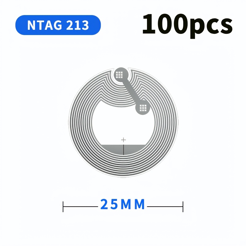 TEMU 100pcs Stickers With Ntag213 Blank Chip - 13.56mhz Sticker Adhesive Labels, Rewritable Nfc Tags With 137-byte Memory Compatible With Nfc-enabled