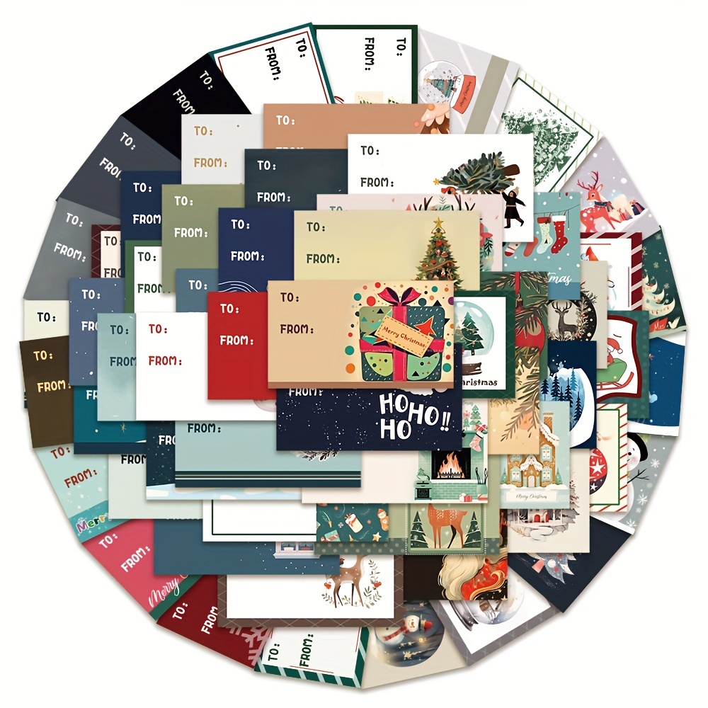 60pcs Christmas Card Style Sticker Pack, Creative Aesthetic Stickers, Suitable For Sticking On Phones, Diaries, Suitcases, Laptops, Water Bottles, Etc. Christmas Gift, Advent Calendar Gift