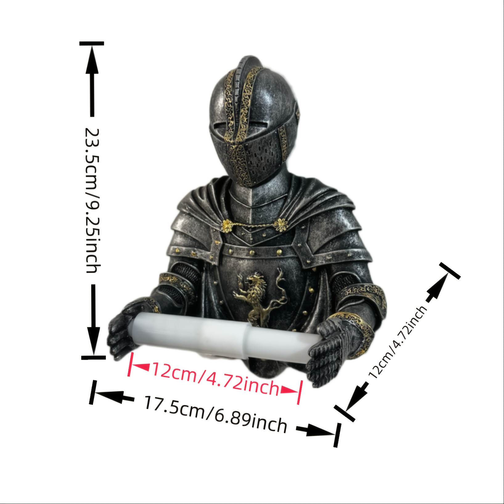 1 Knight Wall-mounted Paper Towel Rack, Resin Material Self-adhesive Installation, No Drilling Required, Suitable For Bathroom, Toilet, Kitchen And Other Home Decorations