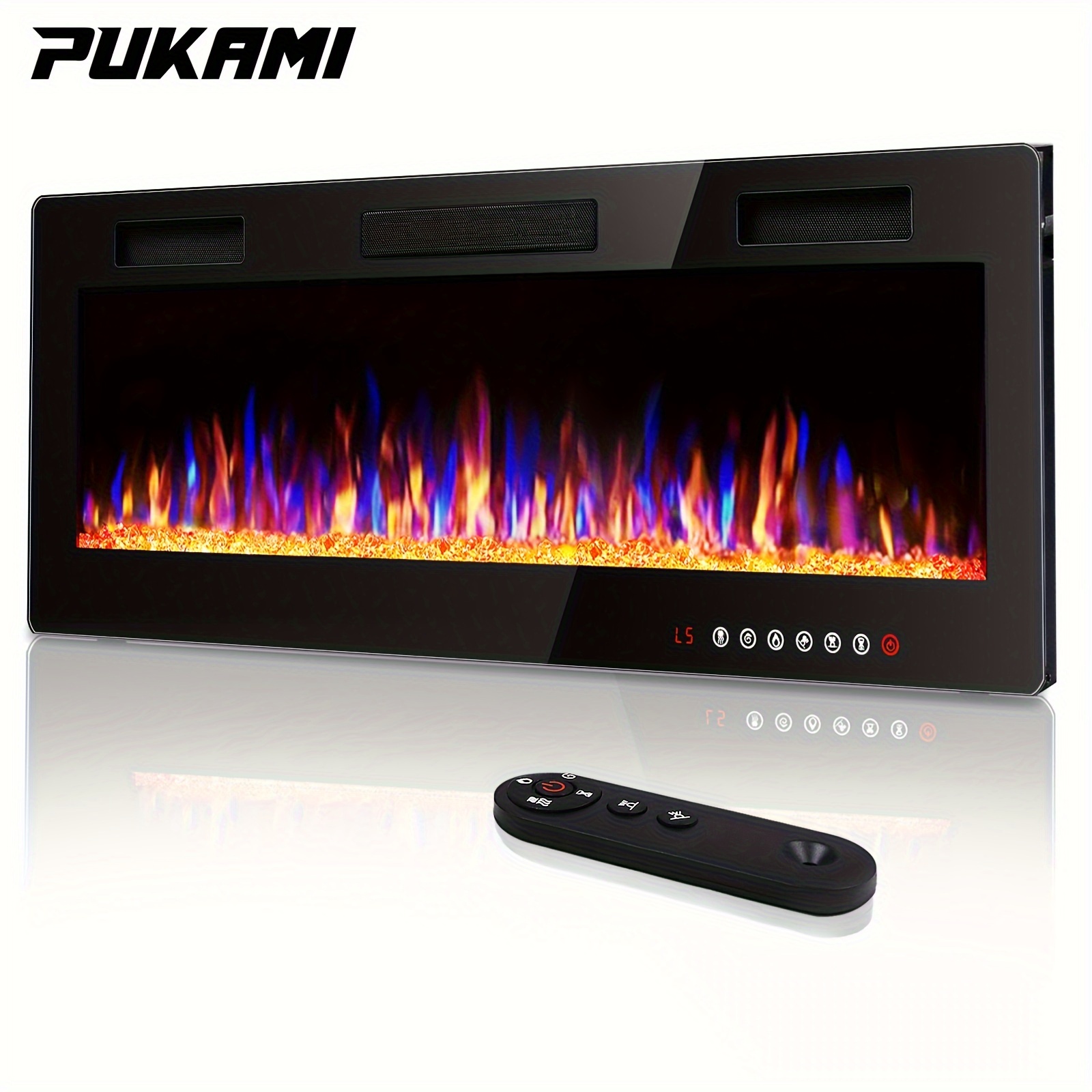 

Vitesse Ultra-thin Electric Fireplace - Sleek Black, Recessed Heater With Vibrant Flame Effect, Timer, , 1500w, Touch Screen & Remote Control For