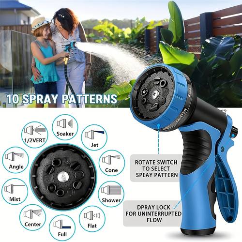 1 expandable garden hose 50ft 100ft blue 10 nozzles 3 4 connectors leak proof crush resistant kink free flexible water hose with abrasion resistant polyester vinyl for outdoor yard lawn garden use garden hose expandable lawn care outdoor watering ergonomic nozzle durable construction wearresistant material
