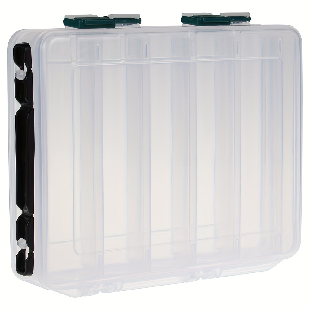 

Double-sided Abs Fishing Lure Storage Case - Transparent Hard Bait Organizer Box With Secure Locks And Handle