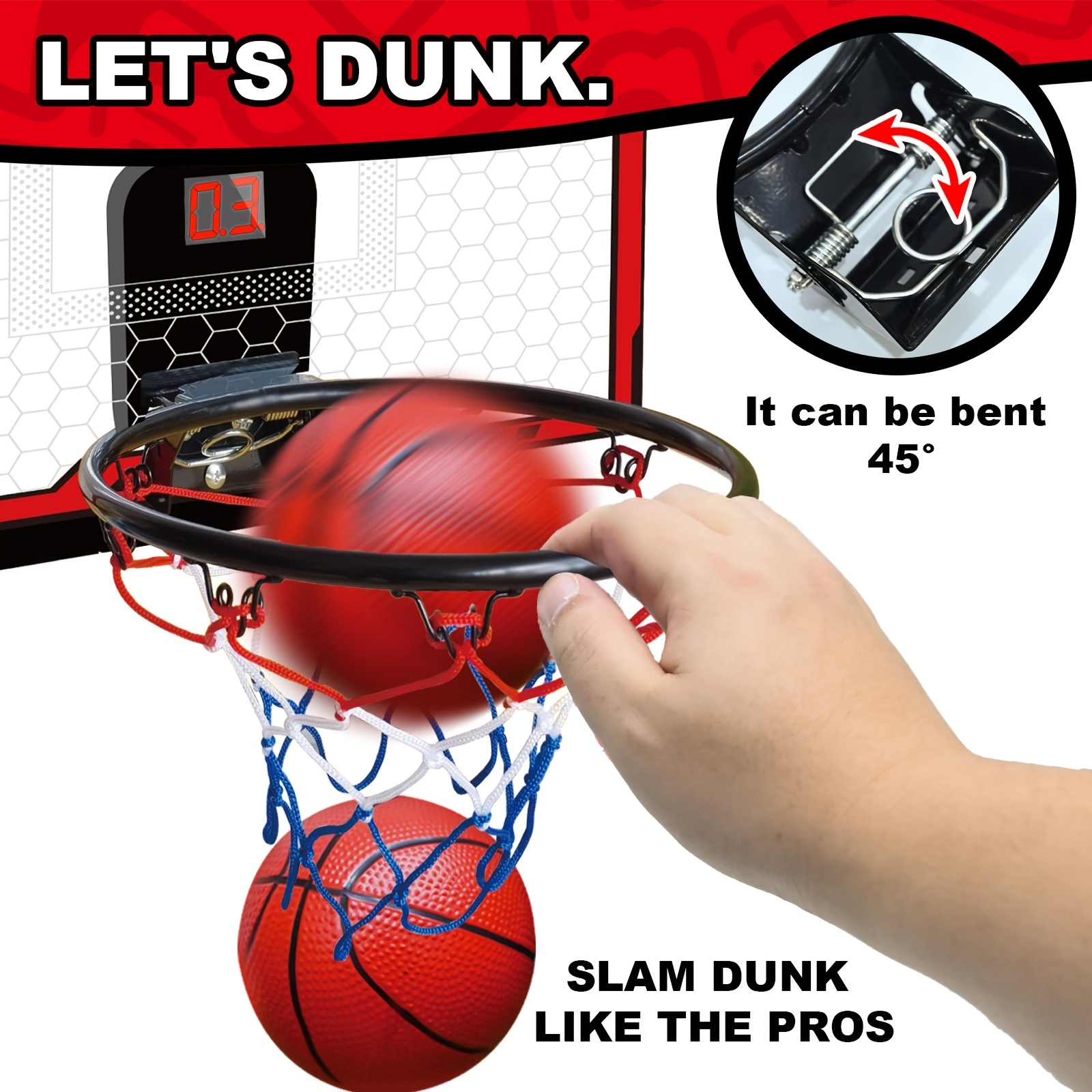 LED Lighted Electronic Basketball Rim With Scoreboard | Indoor Basketball Game Set Made Of PC Material | Suitable For Kids And Adults, Can Be Used In Bedroom, Office And Outdoor, Ideal Birthday Halloween, Christmas Gift For Kids