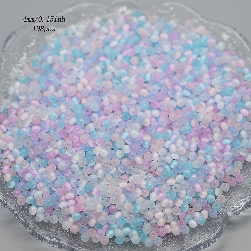 198pcs Mixed Color Glass Cat Eye Beads for Jewellery Making