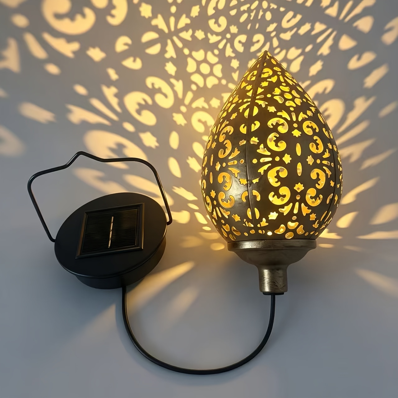 TEMU 1 Lámpara colgante solar de estilo marroquí, luz colgante para jardín exterior, lámpara solar para decoración de jardín, adecuada para terrazas,