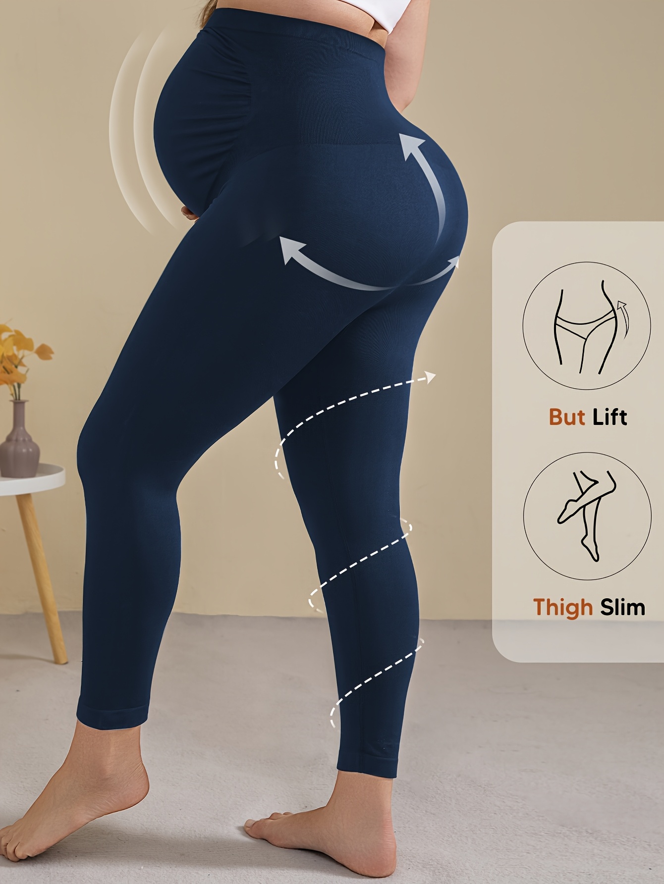 Athlemo 's Maternity Yoga Pants - Full Pregnancy Belly ( Size L-XL) | Single-Piece Seamless Leggings, Breathable Prenatal Workout Pants for Prenatal Exercise, Yoga & Fitness, All-Season (Month-by-Month Fit)