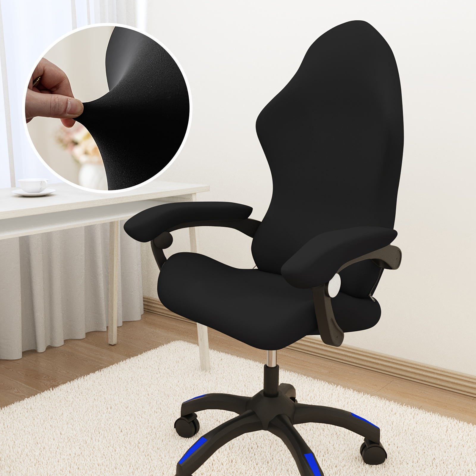 

Elastic Milk Silk Gaming Chair Cover - Solid Color, Stretchable Swivel Office Chair Slipcover With Zipper Closure, Machine Washable Fabric Protector For Home Decor, Fits Most Chairs - 1pc