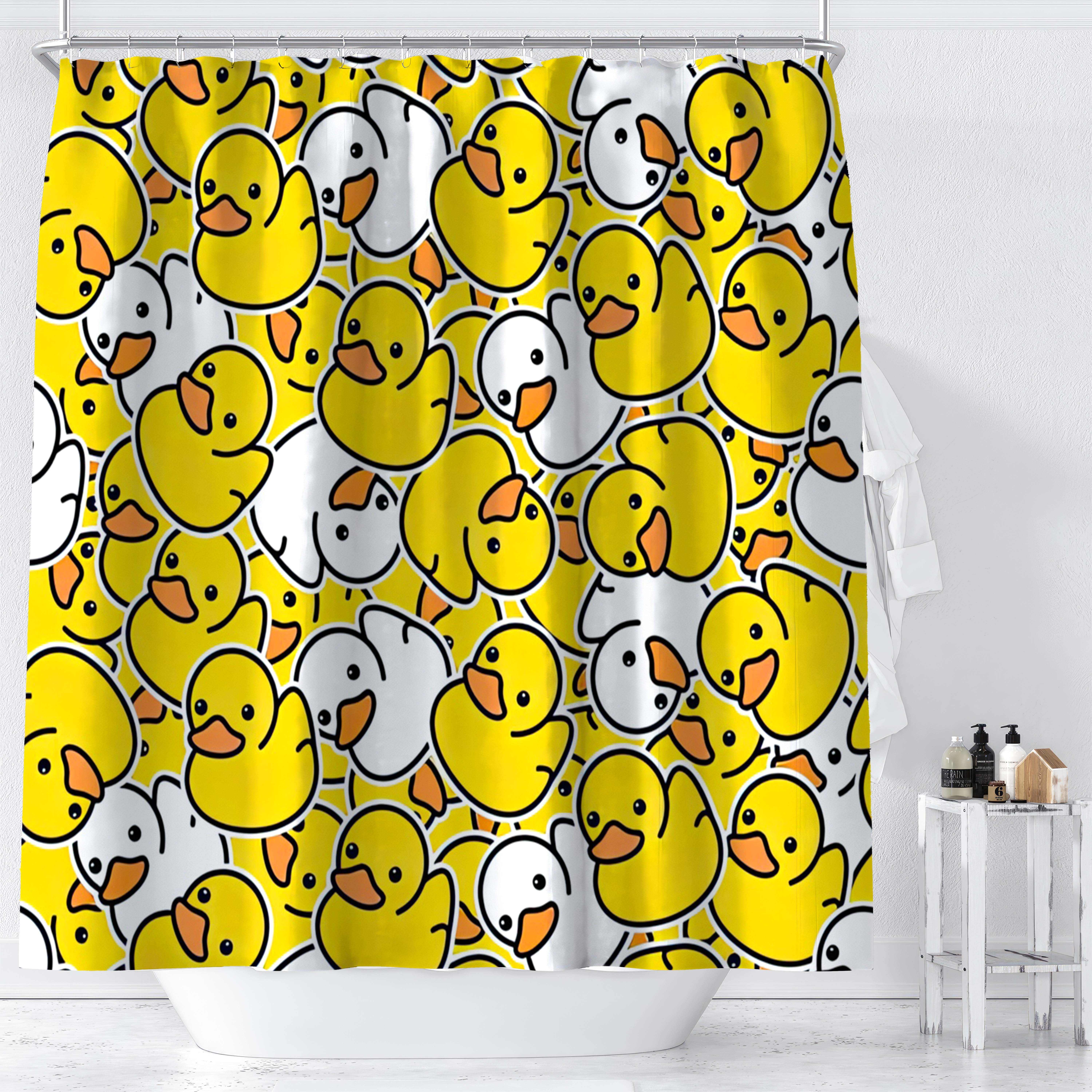 

charming Duck" Cute Duck Cartoon Shower Curtain - Waterproof, Easy-care Polyester With Hooks Included