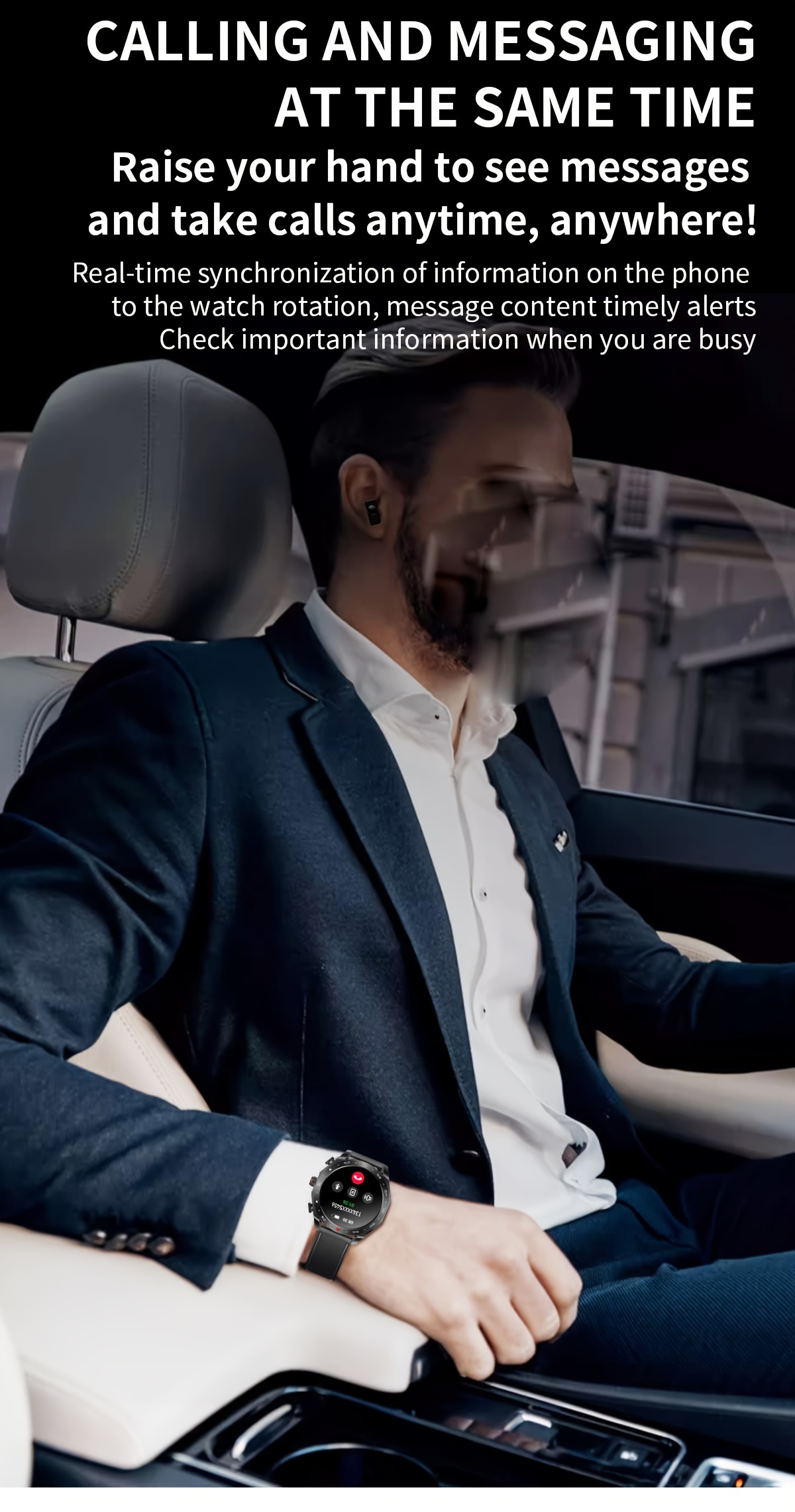 2 in 1 smart watch tws earphones water resistant usb rechargeable   control full touch hd display fitness   with stopwatch date multiple strap options   alloy case electronic drive for men Product details 4