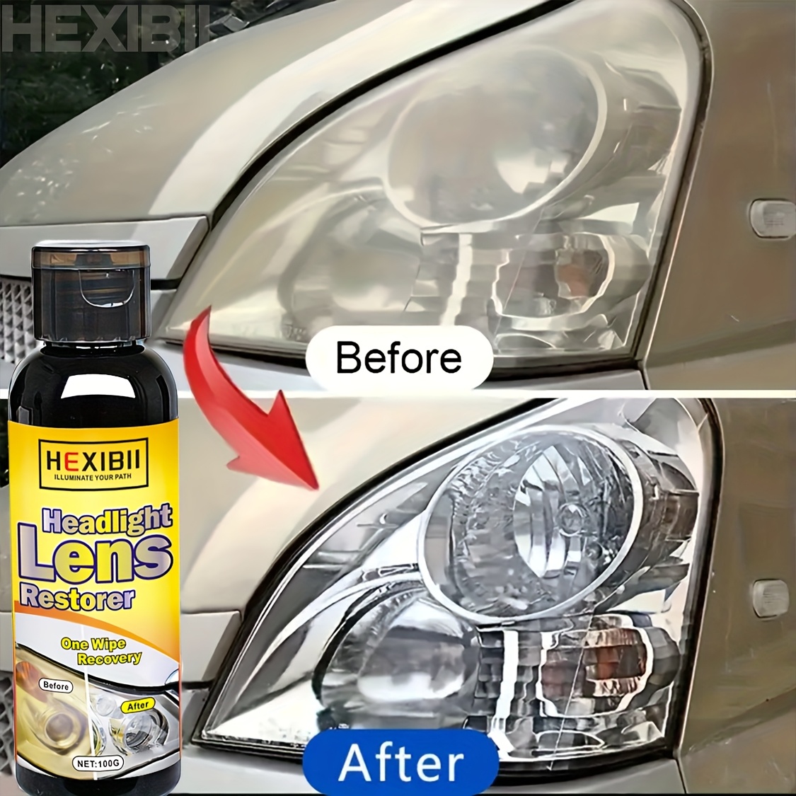 Car Headlight Restoration Kit - Crystal Clear Coating For Oxidation, Yellowing & Scratch Repair