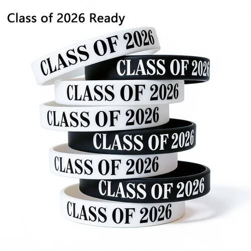 gift for her him 20 pack silicone graduation wristbands black white mix bracelets bulk class of 2026 senior wristbands party supplies for students