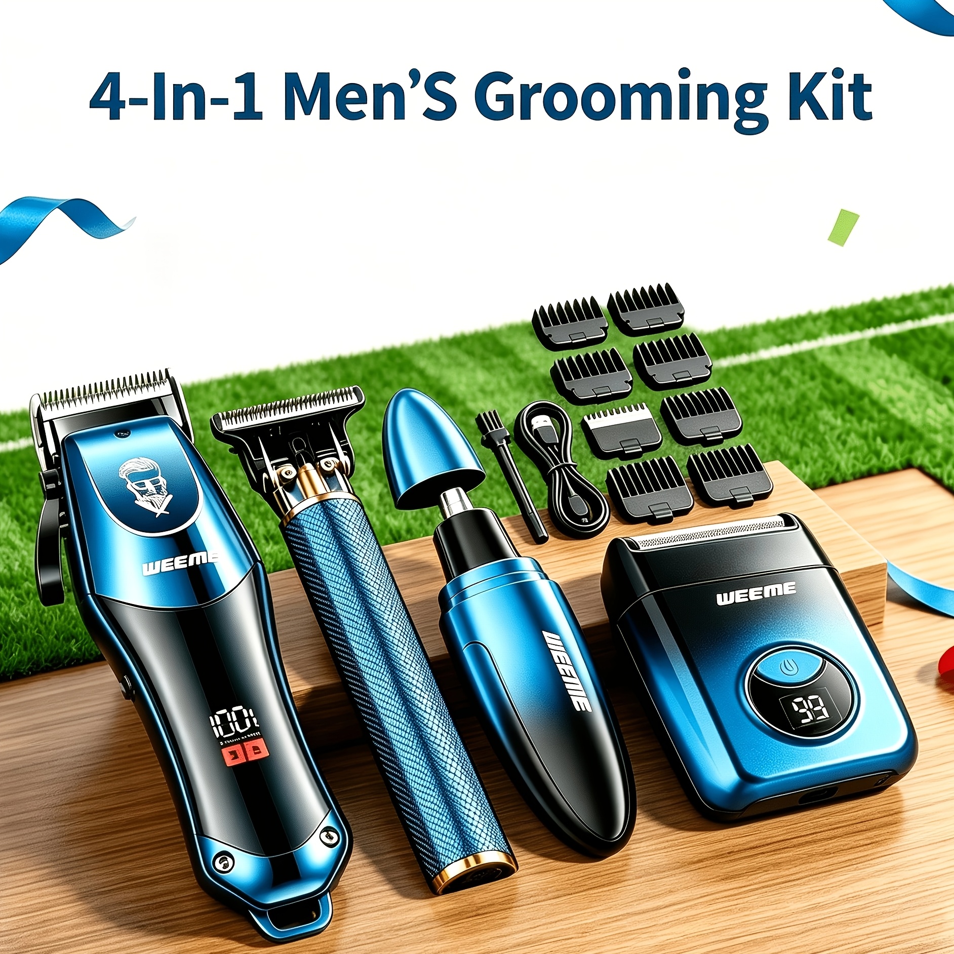 TEMU WEEME 1pc/3pcs/4pcs Kits de tondeuse à cheveux fil pour hommes avec tondeuse électrique USB, idéal pour les voyages, outils de pour de cheveux,