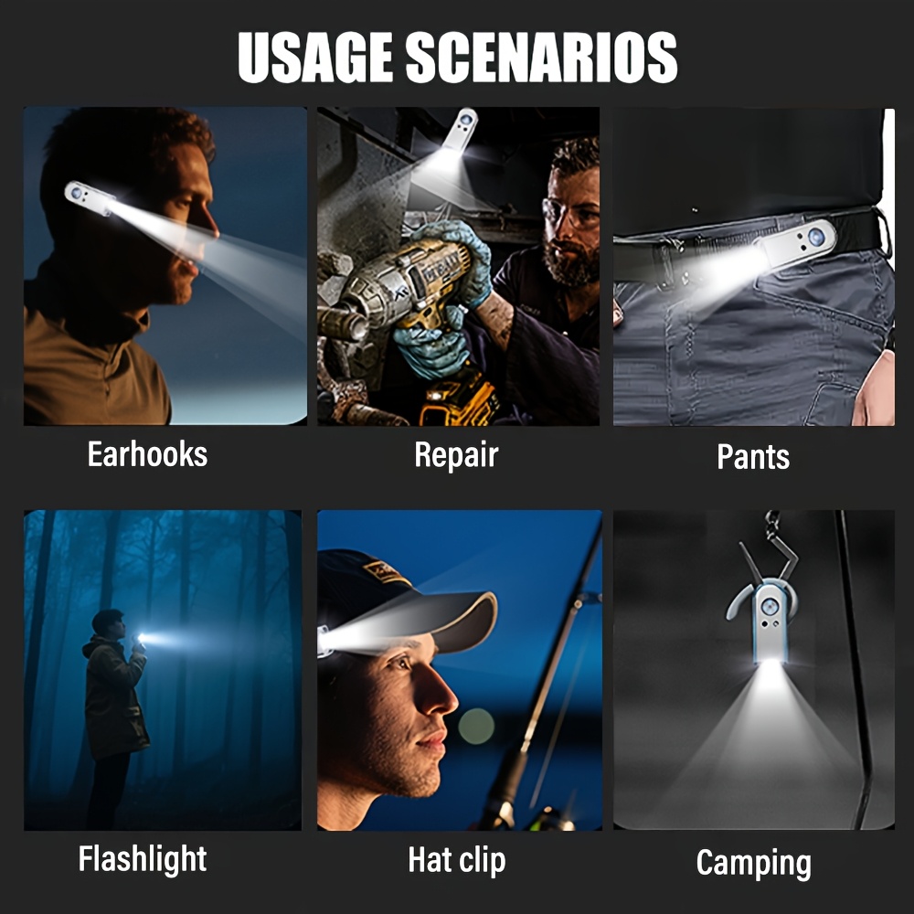 lihangstar rechargeable   hands free ear headlamp with motion sensor headlight 5 light   magnetic clip on for running hiking camping lightweight for night fishing rides dog walking chargeable Product details 7