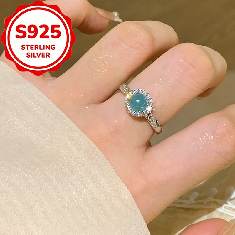 Women's Adjustable Light Blue Zirconia Ring, Elegant Gift