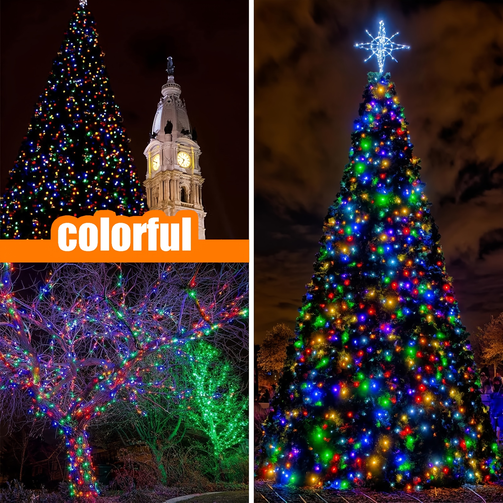 TEMU 2-pack Solar Christmas Lights For Outdoor Use, 14m/46ft/120led, 8-mode Solar Light String, Fairy Tree Lights, Ip44, Suitable For Indoor And