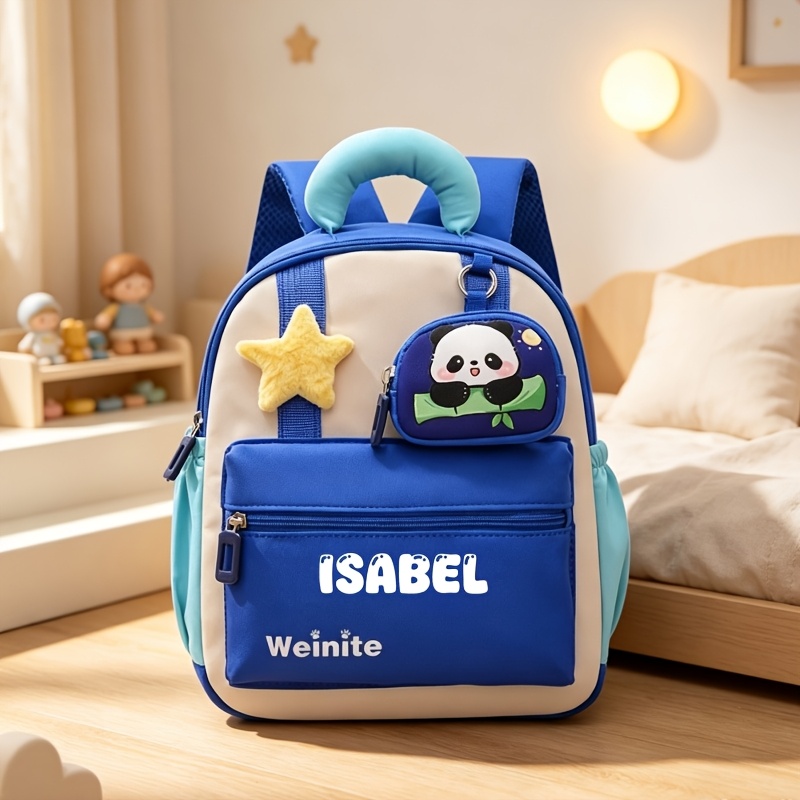 TEMU 1pc Customizable Name High-quality Cute Fun Casual Backpack, Unisex, Nylon Material, Adjustable Straps, Small Capacity, Cute And Fashionable. 4