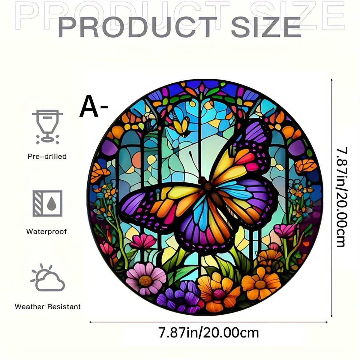 TEMU 2d Double-sided Light , Butterflies Acrylic Hanging Suncatcher, Wreath Center Attachment, Day Gifts, Home Garden Decorations, Indoor Outdoor Decor, For Christmas/thanksgiving Day/daily Decor