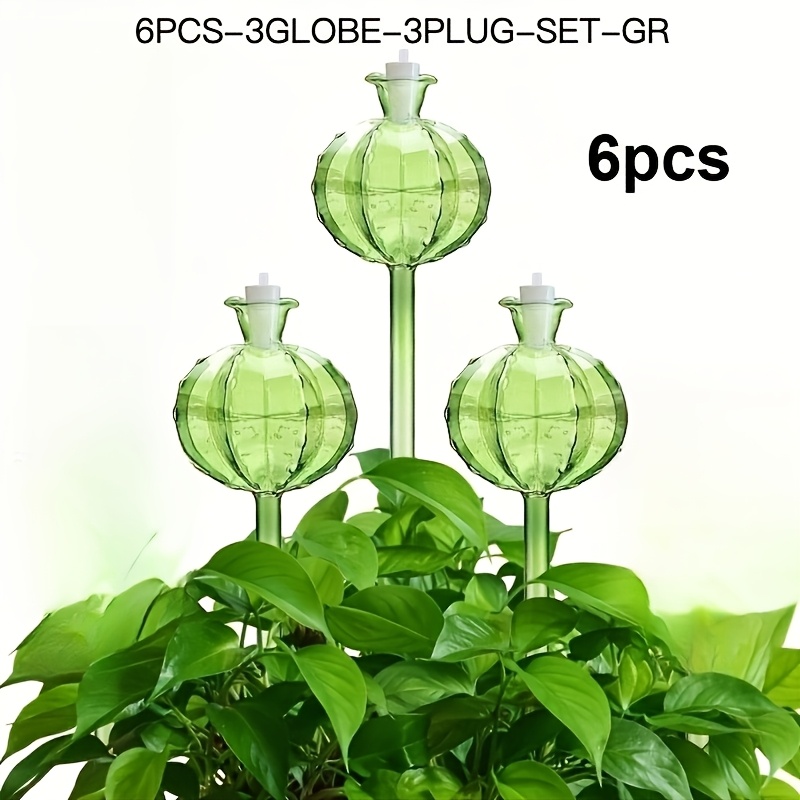 TEMU Lot de 6 globes d'arrosage automatique cactus, 3 boules d'arrosage pour plantes avec 3 bouchons de contrôle de débit, dispositifs d'irrigation