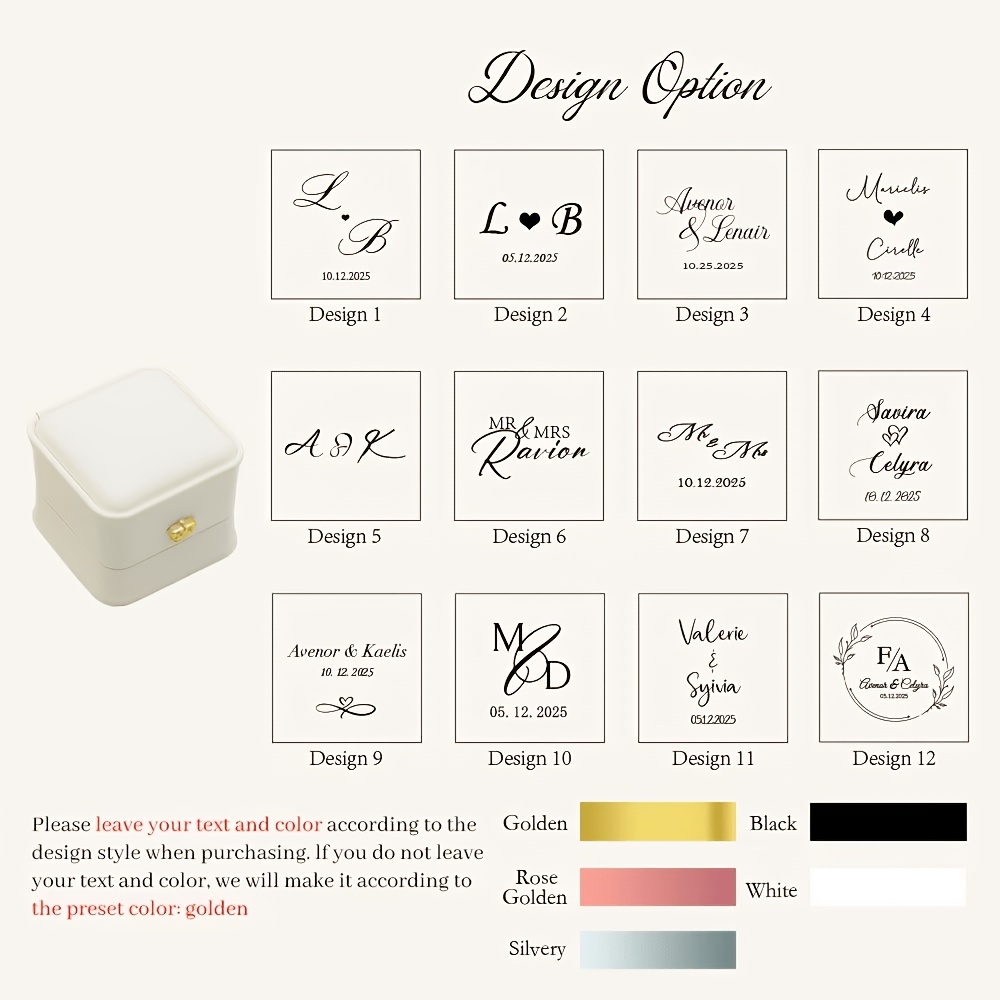 TEMU [customizable] Personalized Crown Single Ring Box, Customizable Couple Names And Date, Suitable For Weddings, Engagements, Anniversaries,