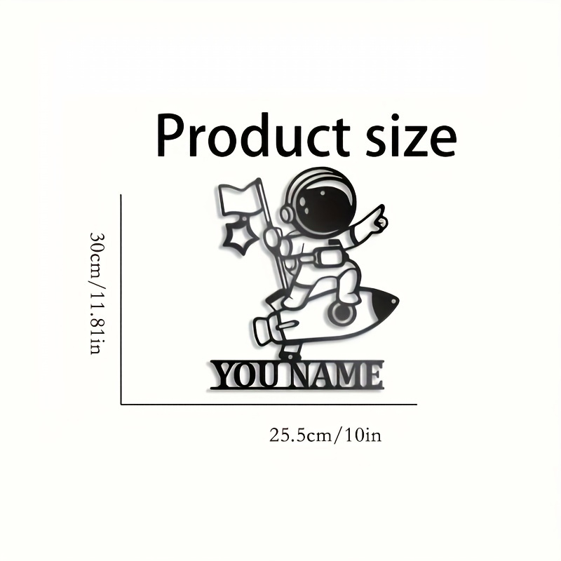 E-shop Personalisierte Astronauten Wandkunst - Hergestellt aus robustem Eisen, Hochtemperatur-Sprühfarbe, individuell personalisierte Namens-Wanddeko,