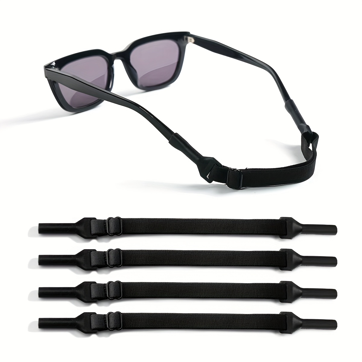 TEMU 2/4 pièces de Lanières de Lunettes Sportives Colorées - Chaînes de Lunettes -Dérapantes Ajustables - Ensemble d'Accessoires Élastiques pour