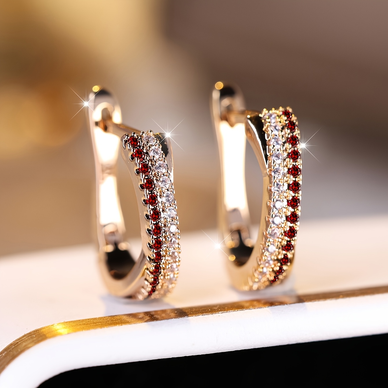 TEMU Angol Pair Of Cute Multicolor Synthetic Synthetic Zirconia Fashion Earrings, Suitable For Christmas And Casual Attire - An Jewelry Gift To Your