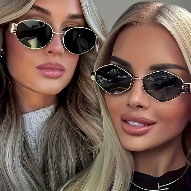 Fashion Oval And Diamond Women's Glasses Metal Frame Pc Lenses Luxury
