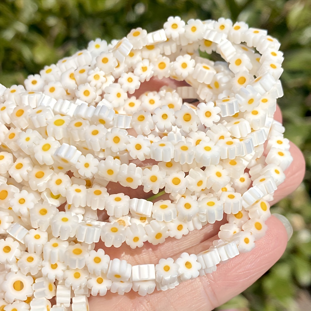 

Daisy Flower Bead Mix - 85/57/50pcs Charming Natural Glaze Glass Beads For Diy Jewelry Making, Perfect For Necklaces, Bracelets & Earrings - Assorted Sizes 4/6/8mm