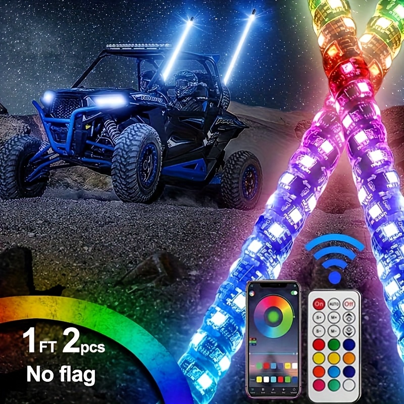 12in led whip lights utv rgb remote Temu - Main Image