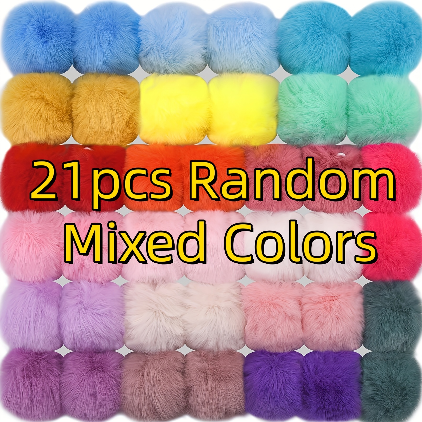 TEMU 21pcs 2. Faux Fur Pom Poms With Elastic Loops, Fluffy Plush Balls For Diy Crafts, Decorative Accessories For Hats, Beanies, Scarves, Gloves And