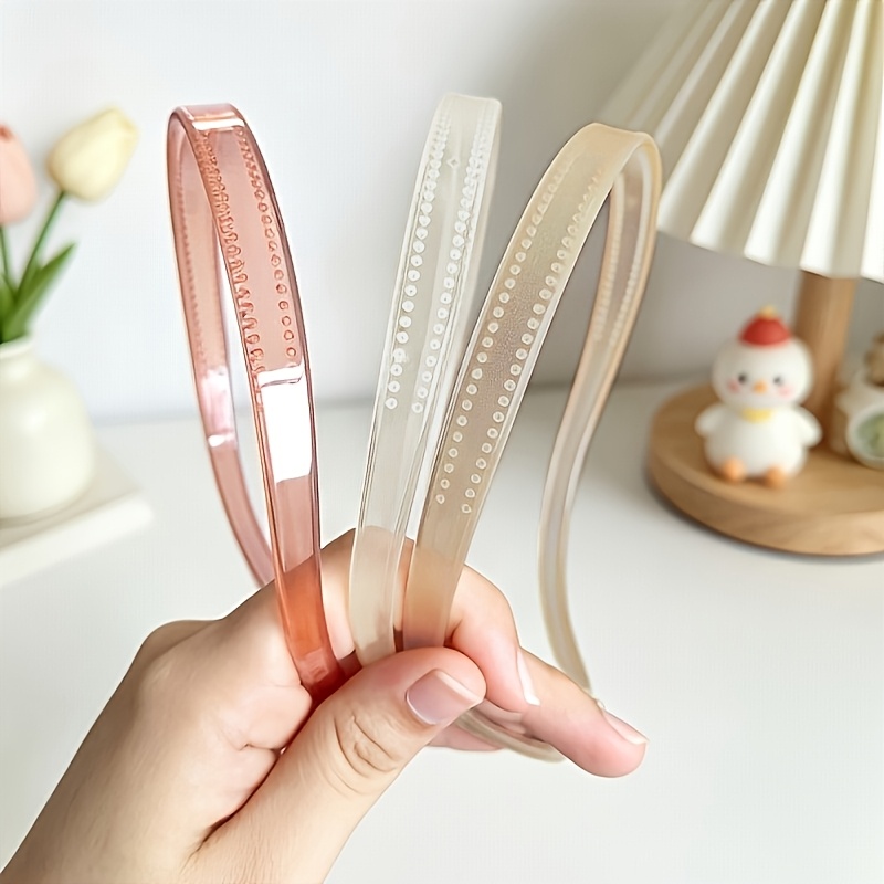 TEMU 2/3pcs Transparent U-shaped Headbands, Tooth-designed Anti-slip Headband Minimalist Headband, For Bangs Fixing, Frizz Taming, Makeup And Face