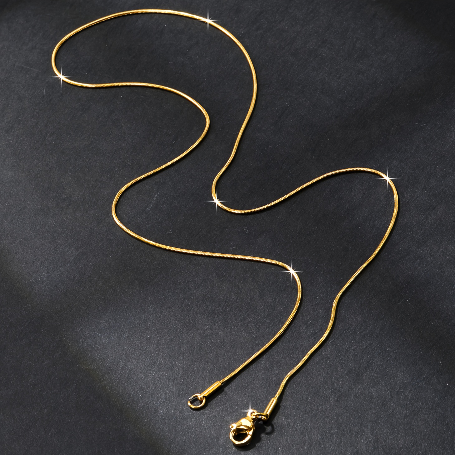 TEMU 1 collar minimalista de cadena de serpiente redonda de acero inoxidable para mujer - Impermeable, hipoalergénico, cadena redonda minimalista