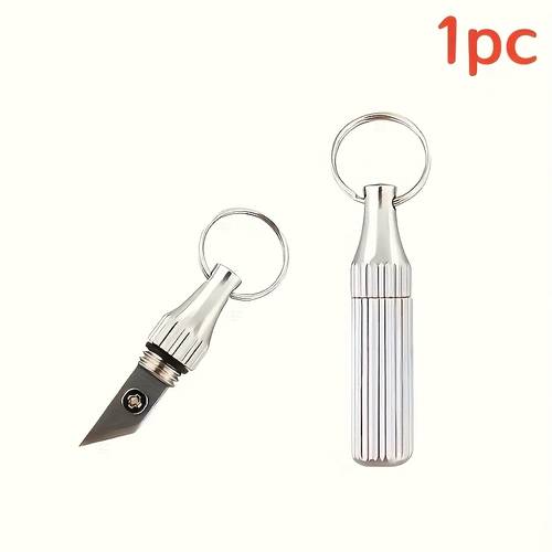 1pc mini pocket knife with keychain portable stainless steel blade non retractable handle camping travel and edc easy to carry and use camping gear compact knife durable construction pocket knife