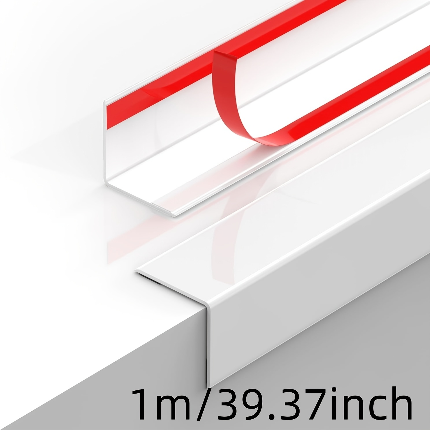 TEMU 1pc 39.37in/78.74in/118.11in Self-adhesive White Plastic Wall Corner Protectors, Pvc Corner Guards For Door, Table, Countertop, Furniture Edging