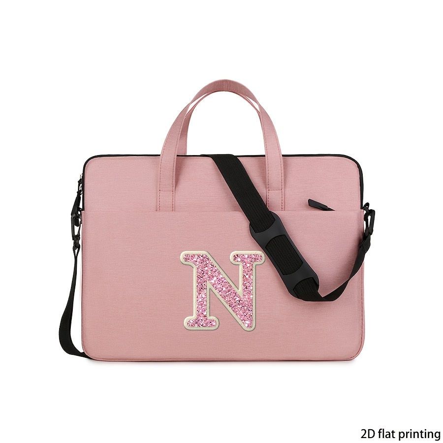 TEMU Letter Pattern Printed Laptop Bag, Large Capacity Lightweight Briefcase, Laptop Handbag, , Laptop Protective Case, Suitable For Office, Travel,
