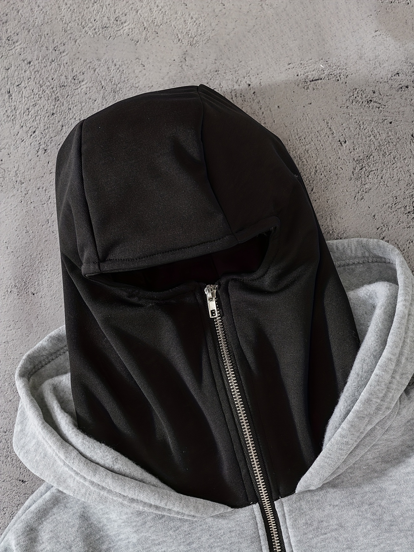 Face Mask Hoodie Black Full Zip Sweatshirt Women's Balaclava