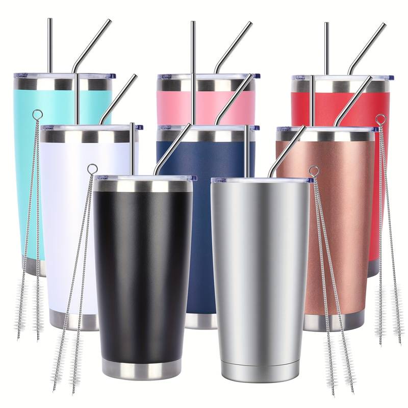 StarSpeed 20oz 6 Pack Insulated Tumblers With Lid Stainless Steel Double Wall Tumbler Travel Coffee Cups Powder Coated Tapered Metal Thermal Mug Indoor Outdoor For Hot And Cold Drinks