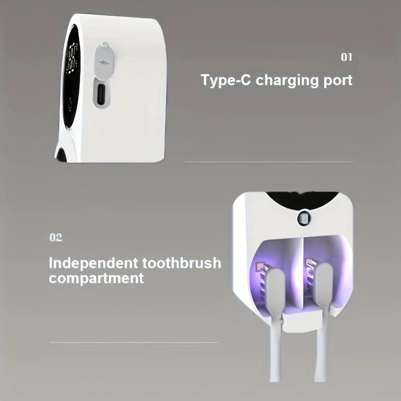 a smart sterilization device for toothbrushes featuring sensor design usb charging and a dual holder for toothbrushes this bathroom accessory is perfectly gift details 3