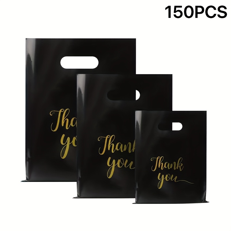 Image of A Set Of 150 Black Gift Bags In 3 Different Sizes To Suit Occasions, Making Them More Practical For Mother's Day, Bridesmaids, Birthdays, Weddings, Valentine's Day, And Christmas
