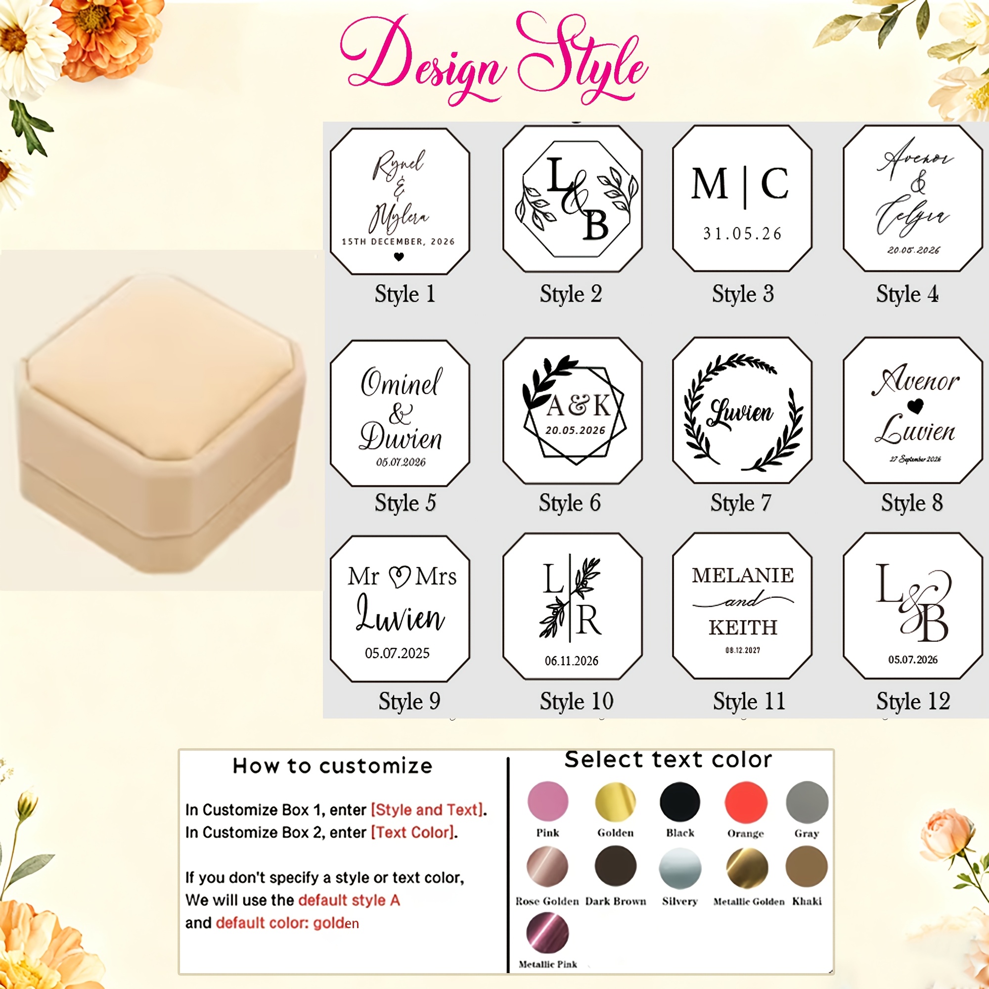 TEMU de anillos de boda personalizada de terciopelo, de anillos , de anillos octogonal, de anillos para de , regalos de San Valentín