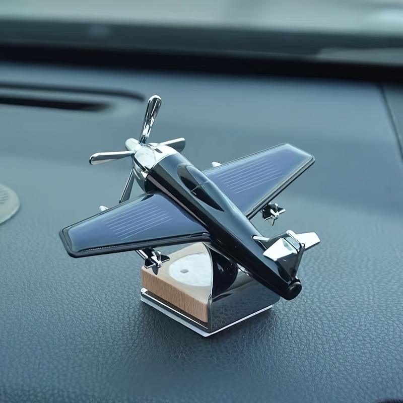 

1pc Solar-powered Mini Airplane Car Dashboard Decor, Plastic Material, Rotating Propeller, Energy- Auto Accessory