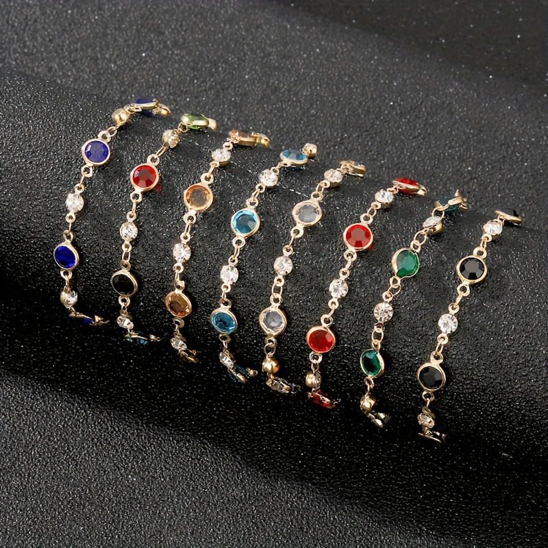 

1pc Shiny Rhinestone Decor Bracelet For Summer, Colorful Imitation Crystal Bracelet, Suitable For Daily Leisure, Beach Parties, Copper Jewelry