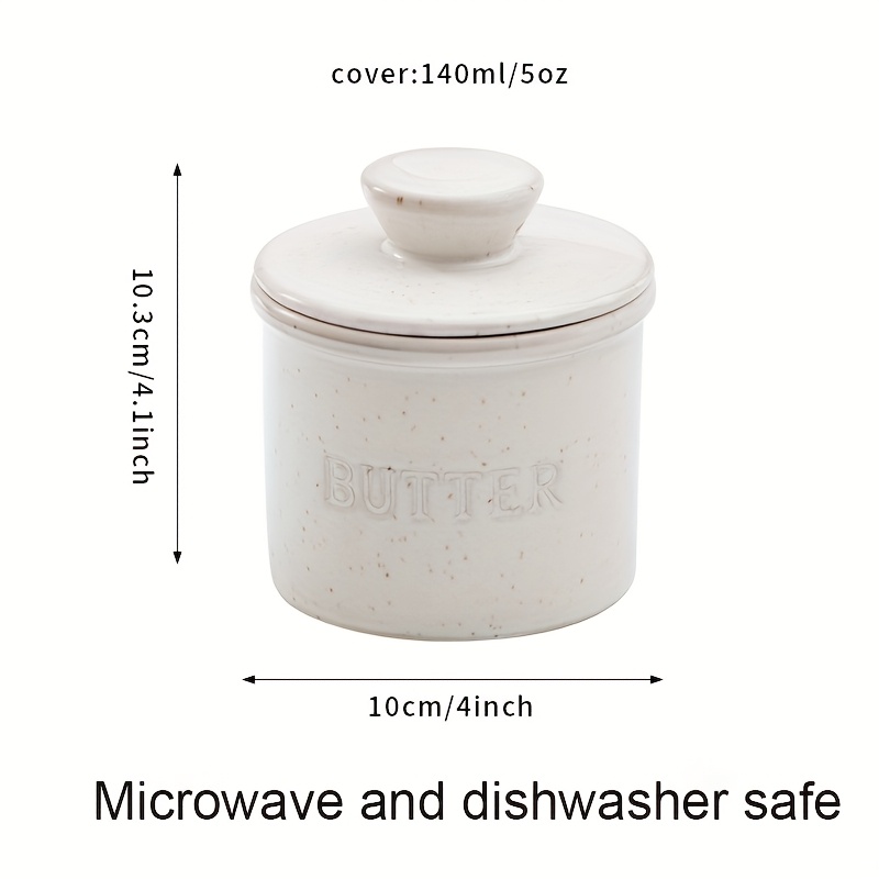 Image of 1pc Crock With Lid For Countertop - Ceramic French Butter Dish For Spreadable Soft Butter, Butter Container Holder With A , Housewarming Gift, Kitchen And Home Decor