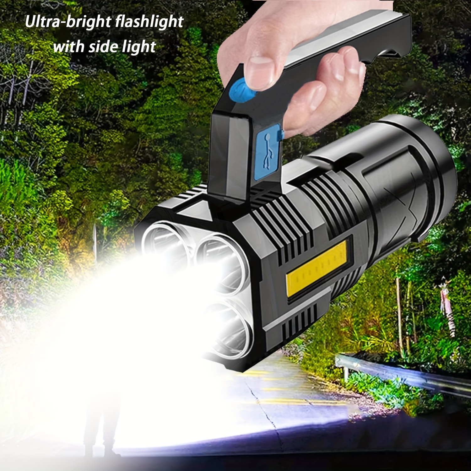 TEMU Led Flashlight, High-lumen Work Light With Reliable Durability And Usb-c Fast Charging For Long-lasting . Suitable For Outdoor Camping, Wilderness Exploration, Night Fishing, And More