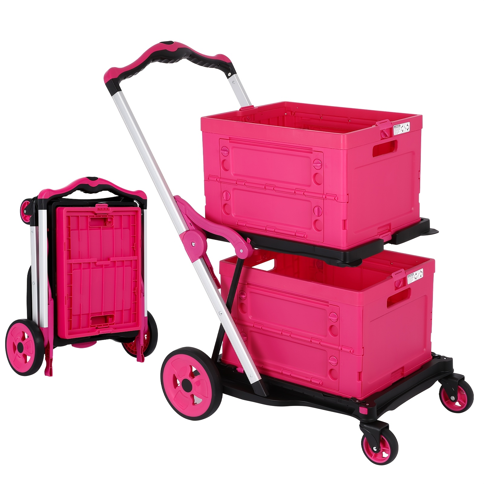 Folding Shopping Cart With Brake - 200 Lbs Load Capacity