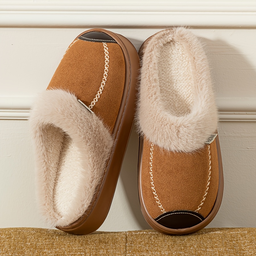 TEMU Aquavel Women's Winter Warm Plush Slippers - Soft Sole Indoor Shoes With Sole & Cozy, Lightweight Suitable For Home, Casual Wear, Care, Floors,