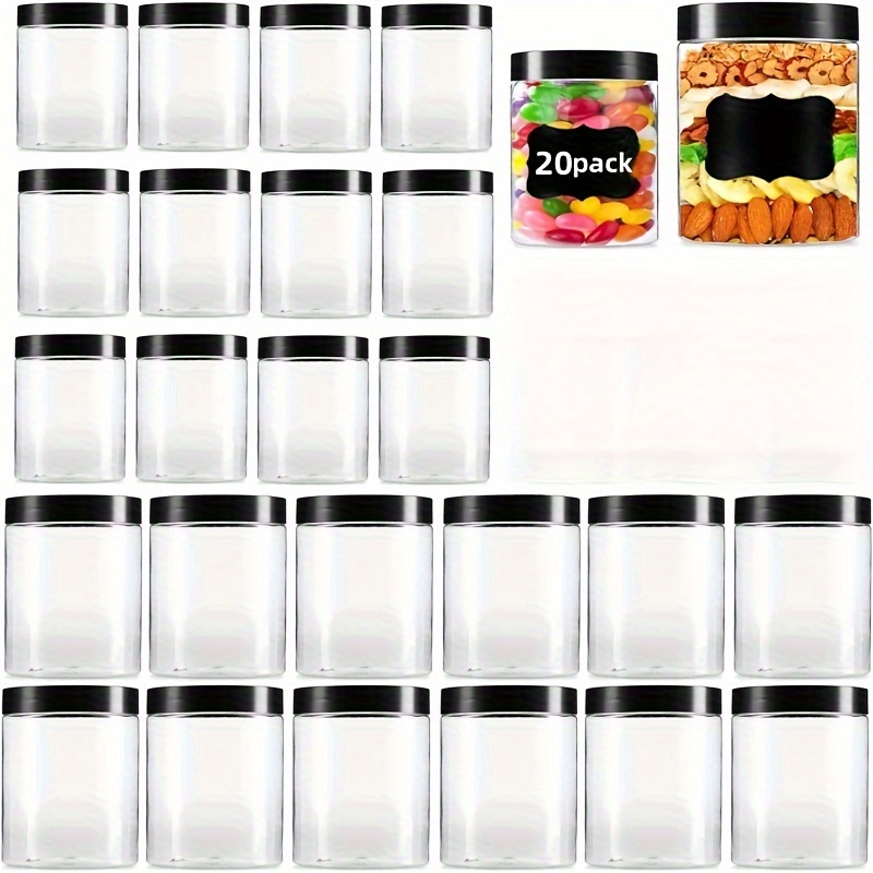 

20-piece 8oz Bpa-free Plastic Jars With Lids - Clear Round Containers For Lotions, Creams, Ointments & Cosmetics - Ideal For Travel Storage