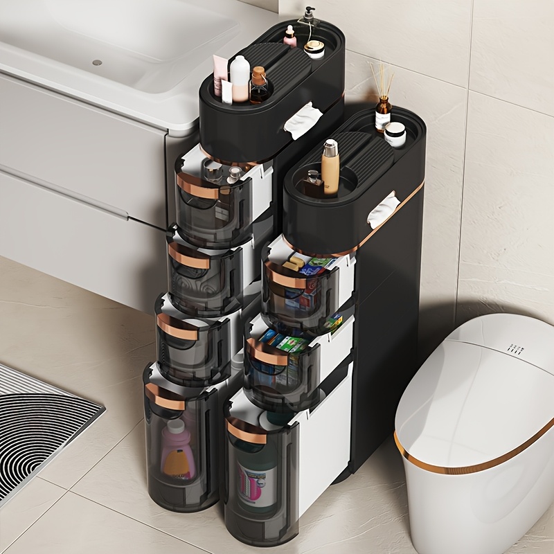 armário de arrumação de 3/4/5 em estilo | prateleira de casa de banho com rodas, material plástico, marca life detalhes 0