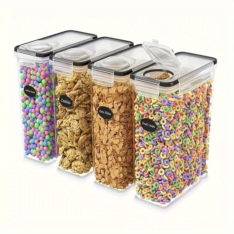 

2/4 Set, Cereal Storage Jars, 2.0l Moisture Proof Rice Bucket Food Organizer, Plastic Clear Sealed Jars With Pour Spout For Cereals, Flour, Nuts, Snacks, Food Jars, Cereal Containers