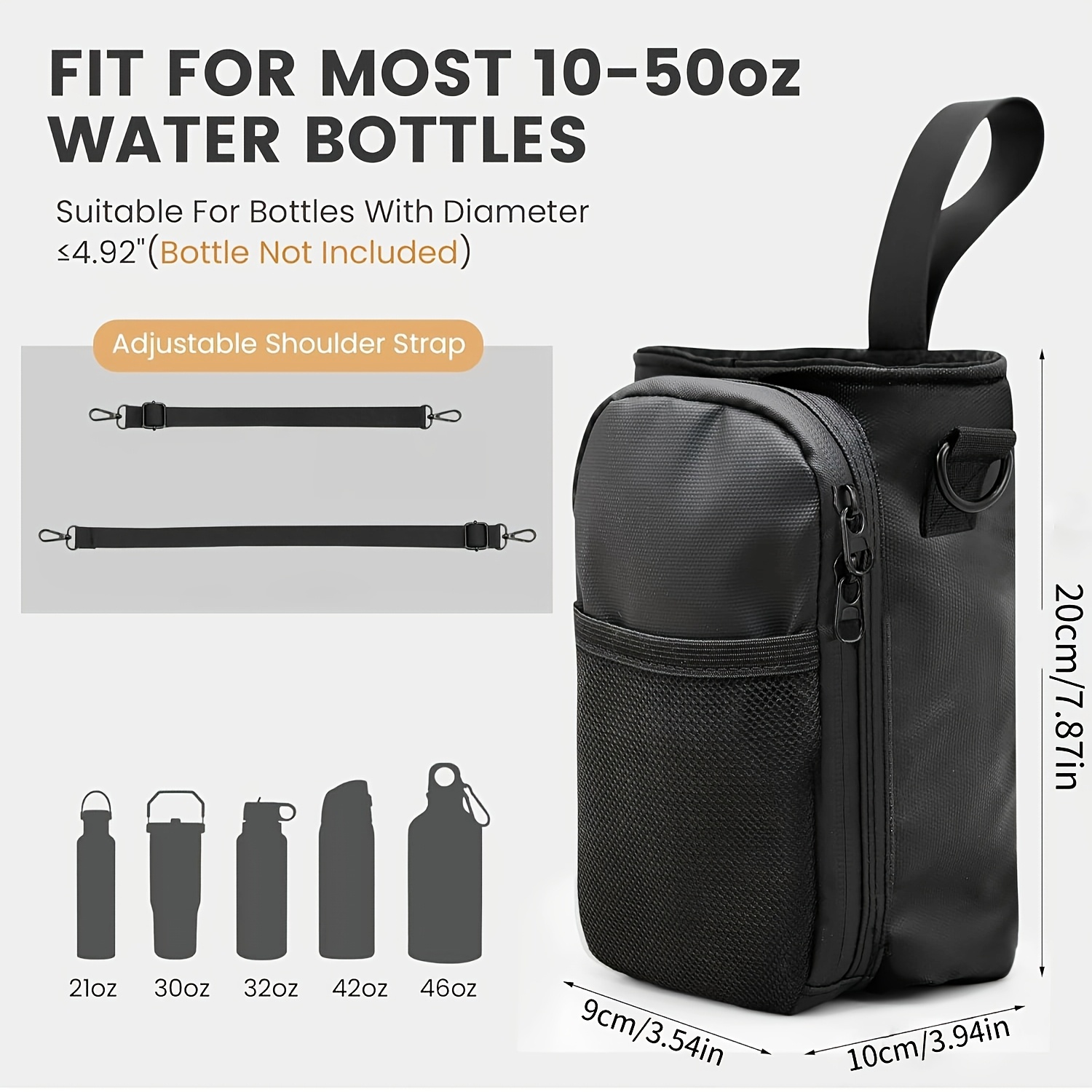 TEMU Men' Magnetic Gym Bag, Portable Water Bottle Holder For Fitness, Built-in Phone Pockets, Strong Magnetic Pouch & Crossbody Design, With Matching